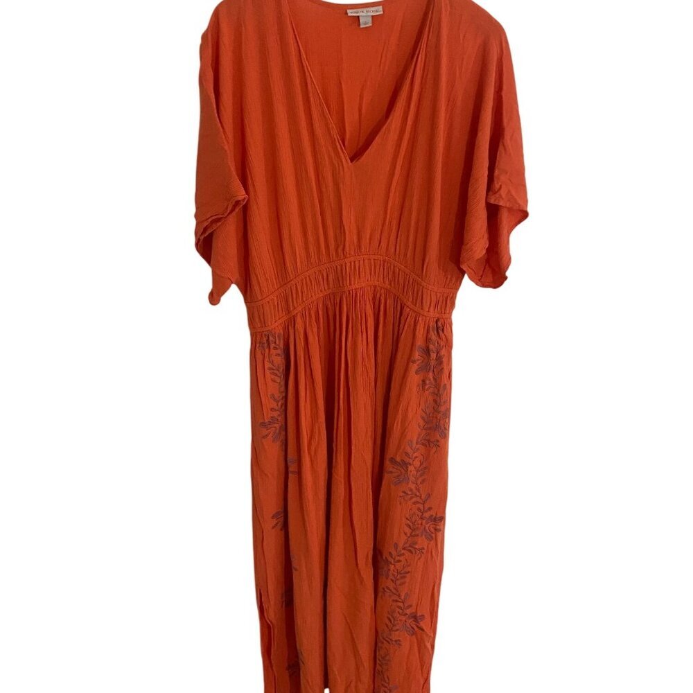 Knox Rose Women's orange Flutter Short Sleeve Maxi Dress - Large